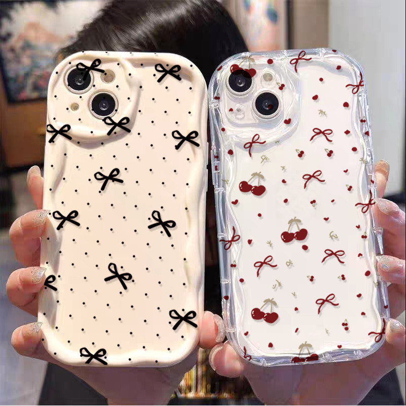 Ốp Điện Thoại Cho Honor 90 400 Lite 200 Pro 20 MAGIC 7LITE X9D X8C X9C Thông Minh 5G Nơ Dễ Thương Cherry Lichee Vỏ Silicon Sóng Bên