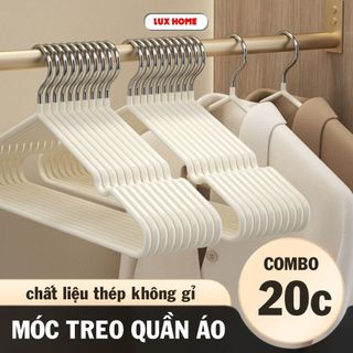Bộ Móc Treo Chống Trượt Kim Loại Cao Cấp  Lux Home, Móc Nhôm Bọc Nhựa Không Hằn Vải Siêu Bền