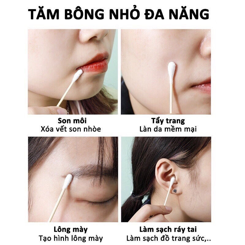 M6 Tăm bông, tăm bông đa dụng thân, 100 cái/túi, Bông Gòn Mềm Mại, Chất Lượng Cao MALAN