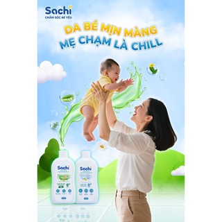 Nước Tắm Gội Sả Chanh Cho Bé Sachi 500ml- Hỗ Trợ Làm Sạch Ngăn Ngừa Rôm Sảy, Mẩn Ngứa Và Mảng Bám Da Đầu, Giữ Ấm Cơ Thể
