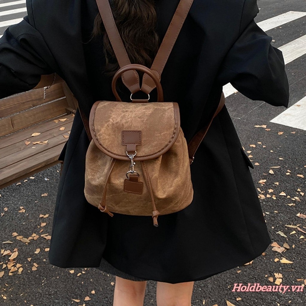 Ba lô Mini cổ điển dành cho nữ Điểm nhấn màu nâu và Ba lô thời trang cầm tay hàng đầu để sử dụng và du lịch hàng ngày