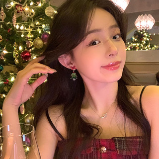 Mong chờ Giáng sinh!Bông tai cây thông Noel bạc 925 Nữ
