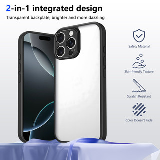 Dành cho iphone 16 / 15 Plus / 14 / 13 Pro Max Ốp điện thoại cứng trong suốt Khung silicon mềm chống rơi mỏng