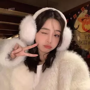 JULYHOT Bịt tai mùa đông nữ, vải mềm, màu trơn, bảo vệ lạnh, kiểu earflap
