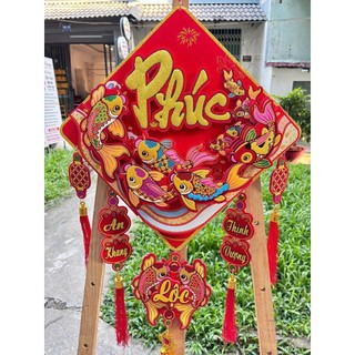 Liễn Tết loại cao cấp chữ Phúc kích thước 40x40cm – Dây treo trang trí Tết Bính Ngọ 2026