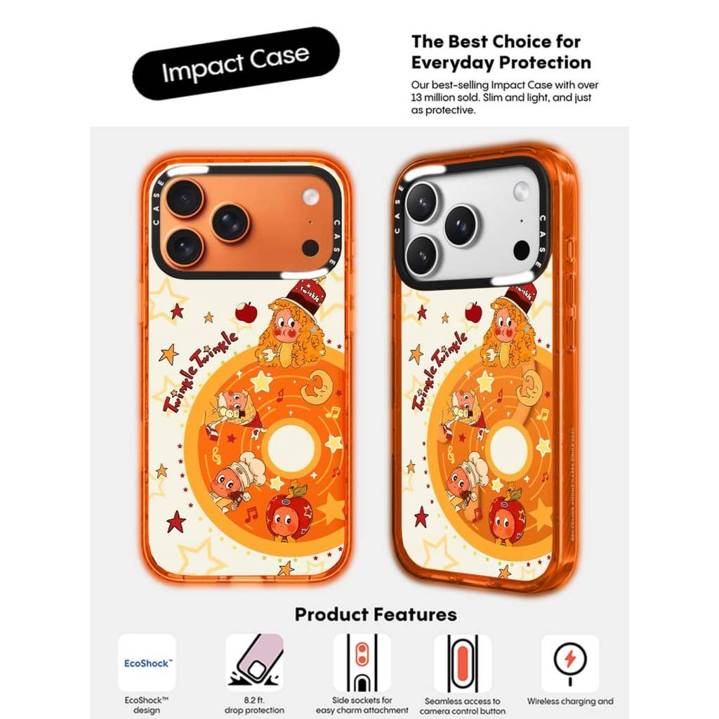 CASECASE X Music Moon Star People Orange Clear Hard Từ Hút Tác Động Dành Cho Apple IPhone 12 13 14 15 16 17 Pro Max Air Plus Có Hộp