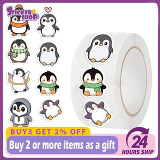 500 Cái / Cuộn Chim Cánh Cụt Động Vật Hoạt Hình Graffiti Miếng Dán Sổ Tay Trang Trí Gói Quà Tặng Phong Bì Nhãn