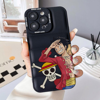 Ốp điện thoại nhân vật Anime Luffy cho iPhone 17 / 17Air / 16E / 15 Plus / 14 / 13 / 12 / 11 / Pro Max. Chống sốc rơi. Hộp đựng túi khí kiểu áo khoác silicon lỏng che phủ toàn diện