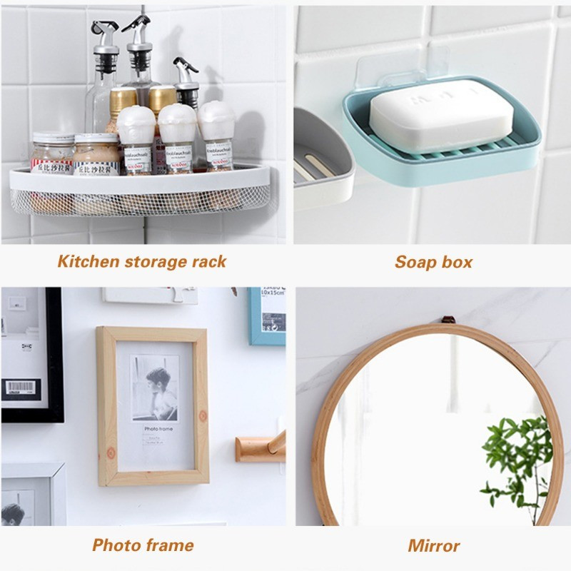 10 / 20 / 30 Cái Bộ cố định dải nguồn hai mặt / Móc treo tường tự dính / Giá đỡ cốc hút trong suốt