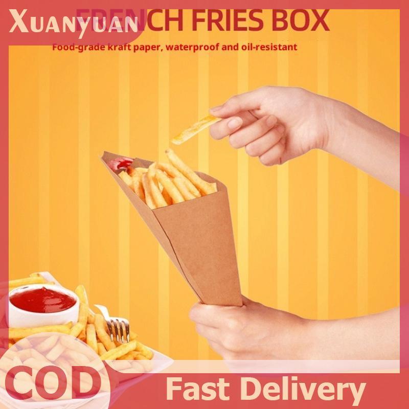 XUAN 50 Chiếc Hộp Nón Chips Ketchup Cup Thức Ăn Nhanh Nhà Hàng Mang Ra Gói Giấy Thực Phẩm Dùng Một Lần VN