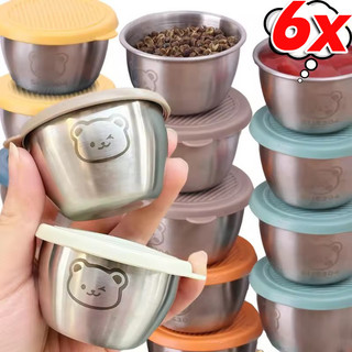 1 / 3 / 6 Cái Hộp Đựng Salad Inox 304 - Cốc Nước Sốt Di Động Nhà Bếp Sắp Xếp