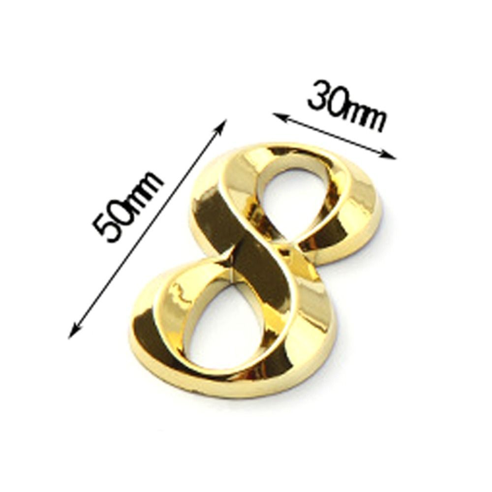 3D Số Cửa ABS Đúc Mạ Điện Tấm Số 0 Đến 9 Cửa Vàng Tự Dính Đường Phố Miếng Dán Ngoài Trời