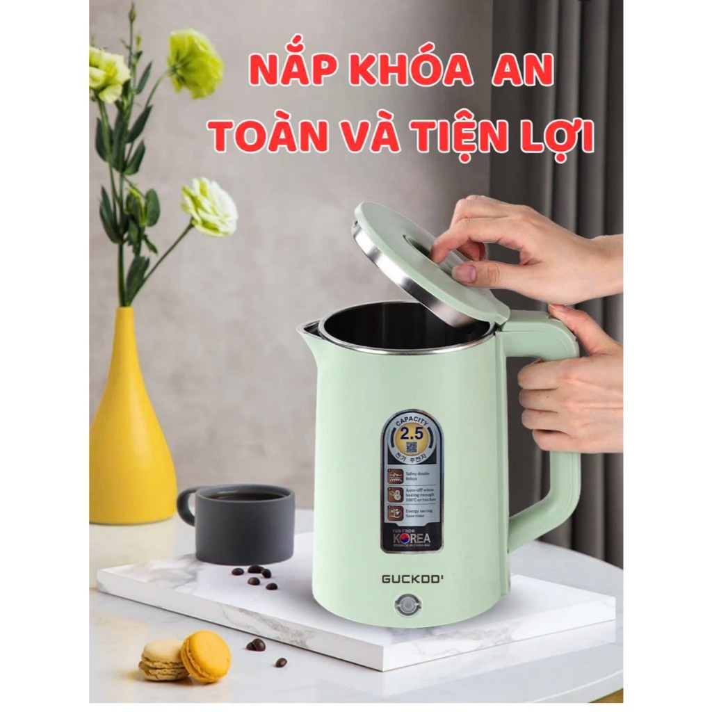 Ấm Siêu Tốc Guckdo ST20 công suất 1500W dung tích 2,5L đun sôi cực nhanh siêu tiết kiện điện
