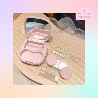 Hộp Bảo Quản Kính Áp Tròng Pastel Nhỏ Gọn Có Gương