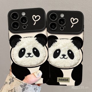 Dây buộc búp bê gấu trúc Thích hợp cho 16 Ốp điện thoại dễ thương iphone17promax Da cừu silicon 15 phong cách mới