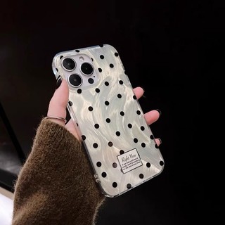 INS Korea Dot Casing + Dây buộc cho IPhone 16 11 15 14 13 12 Pro Max X Xr Xs Max 6 6s 7 8 Plus SE 2020 Ốp điện thoại Laser lông vũ chống sốc cứng IMD