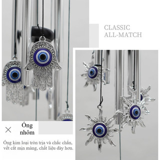 Chuông Gió Phong Thủy Mắt Quỷ, Thiết kế retro handmade, âm thanh dịu nhẹ, đem lại bình an và may mắn