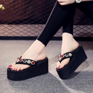 DÉP KẸP XỐP CAO CẤP ĐÍNH ĐÁ TRÒN SẮC MÀU NGUYÊN DÂY ĐẾ CAO 5F,7F,9FXXnn