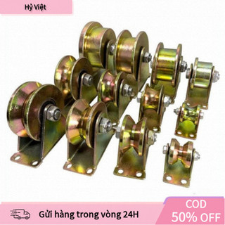 【Hỷ】Bộ Ròng Rọc Bánh Xe Trượt Cửa – Con Lăn Mạ Màu Thép Chữ U/V, Gắn Cửa Cổng, Cửa Nhà Xưởng, Cửa Sắt