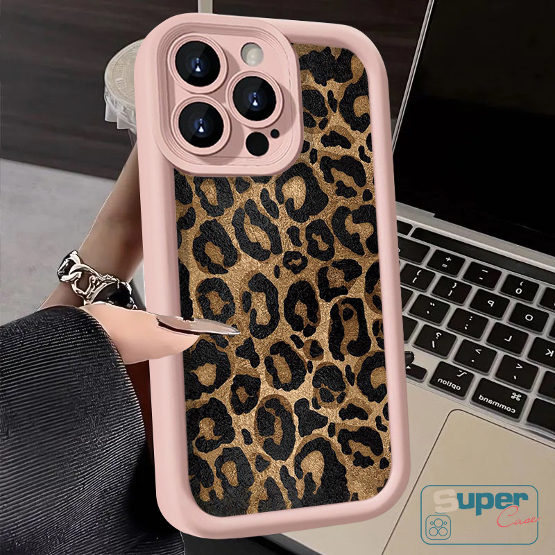 Ốp Lưng Tương Thích Cho IPhone 17 16 11 13 15 12 14 Pro Max 17 16 14 15 12 13 Pro 7Plus 8 15 7 14 16 6s 6 Plus XR XS X Max Air Full Màn Hình Thời Trang Da Báo Nâu Bao da mắt thiên thần