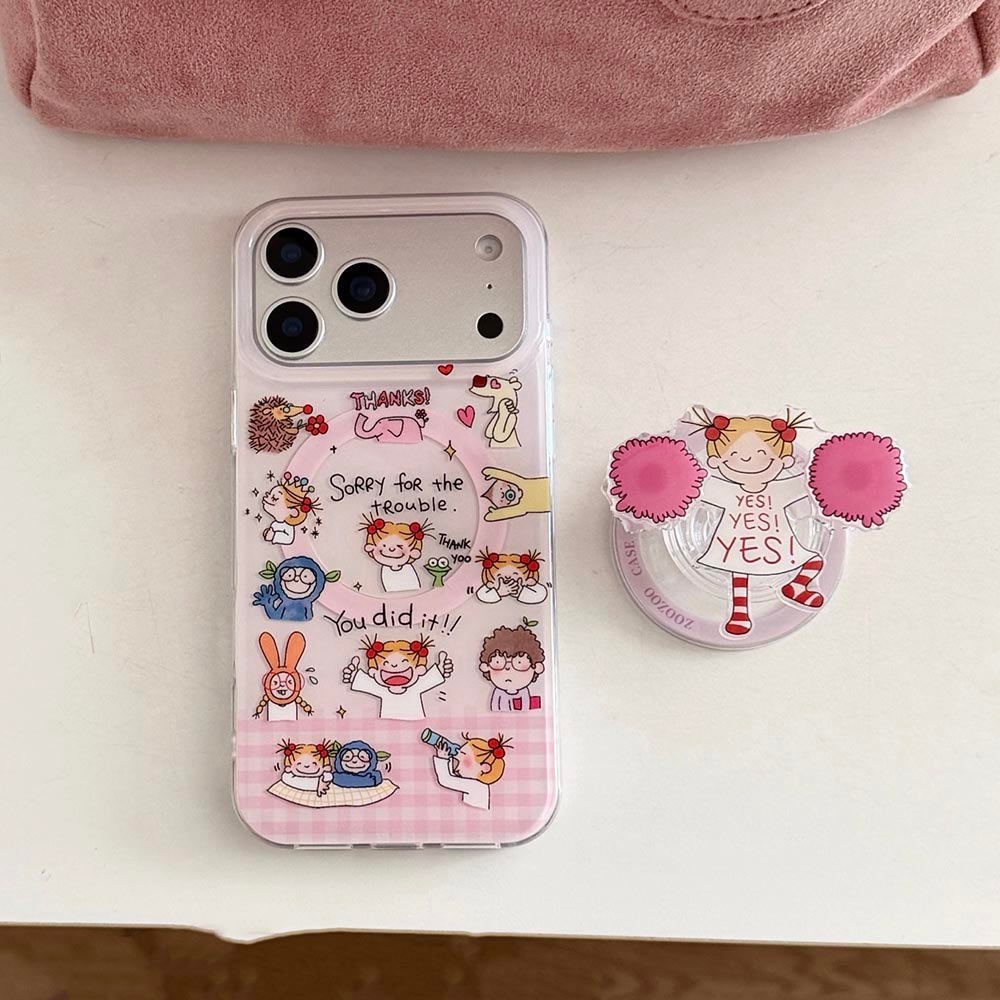 Ốp Lưng Cứng Tương Thích Với iPhone 13 14 14Pro 14ProMax 15 15Pro 15ProMax 16 16Pro 16ProMax 17 17Pro 17ProMax 17Air Vỏ Nam Châm Họa Tiết Coco Kẻ Sọc Màu Hồng
