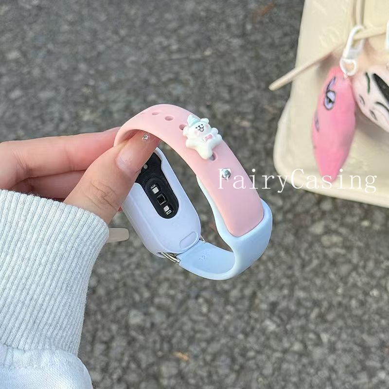 Dây đeo đồng hồ silicon hình chó dễ thương cho Xiaomi Mi Band 8 9 10 Dây đeo phiên bản gốm cho Mi Band 7 Pro 6 5 4 3 nfc Dây đeo cổ tay