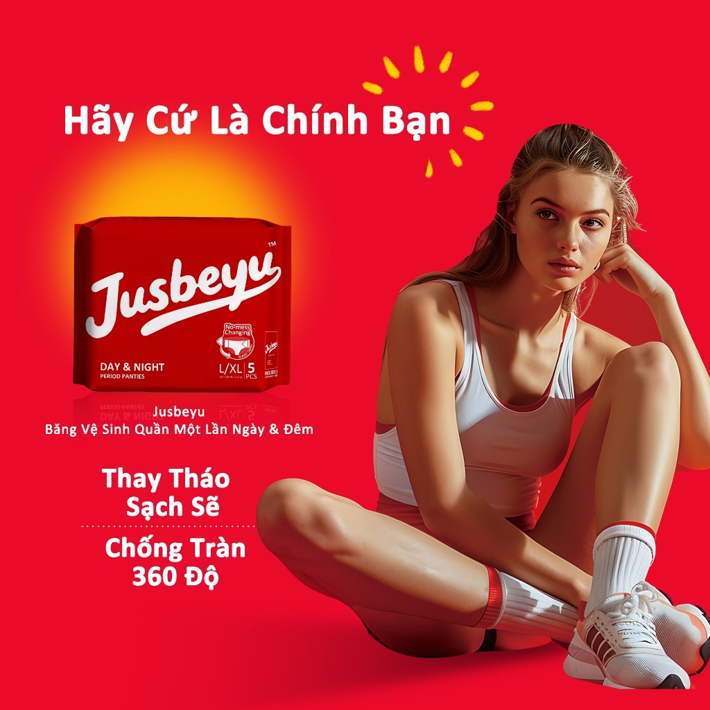 [Combo 3] Băng Vệ Sinh Quần Jusbeyu Ngày Và Đêm Size M/L - L/XL Gói 5 Miếng – Thay Nhanh 15 Giây, Chống Tràn, Thấm Hút