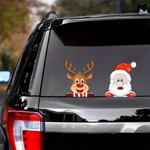 Chúc Mừng Giáng Sinh Xe Dán Chống Thấm Nước Ông Già Noel Và Tuần lộc Cửa Sổ Lưới Tản Nhiệt Thích Hợp Cho Xe Ô Tô Máy Tính Dán