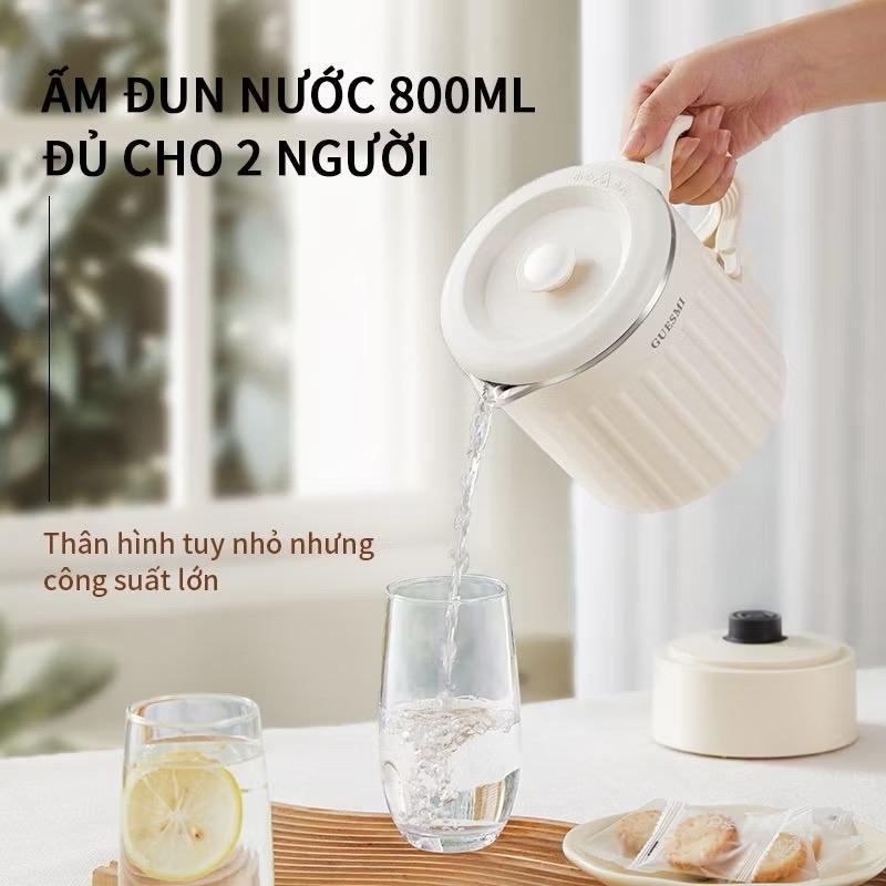 Ấm Đun Nước Điện 800ML, Chống Bỏng Hai Lớp, Tự Động Ngắt, Ấm Đun Nước Gấp Gọn 600W, Nồi Nấu Mì
