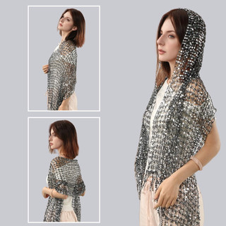 Những chiếc khăn thêu sequin tua rua cho nữ, phù hợp với đầm dạ hội và ăn tối tại sân khấu