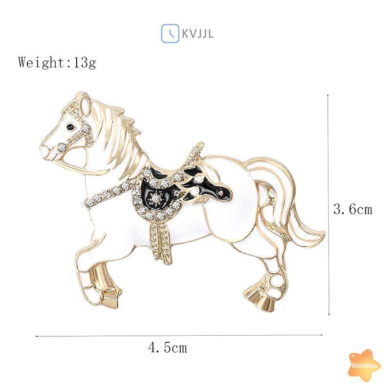 Trâm cài ngựa phong cách cổ điển với kim cương giả màu trắng, phụ kiện thời trang cho các bữa tiệc