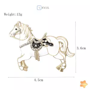 Trâm cài ngựa phong cách cổ điển với kim cương giả màu trắng, phụ kiện thời trang cho các bữa tiệc