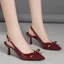 Mũi Nhọn Nơ Nông Miệng Tăng Chiều Cao Stiletto Sandal Nữ Cao Gót Giày