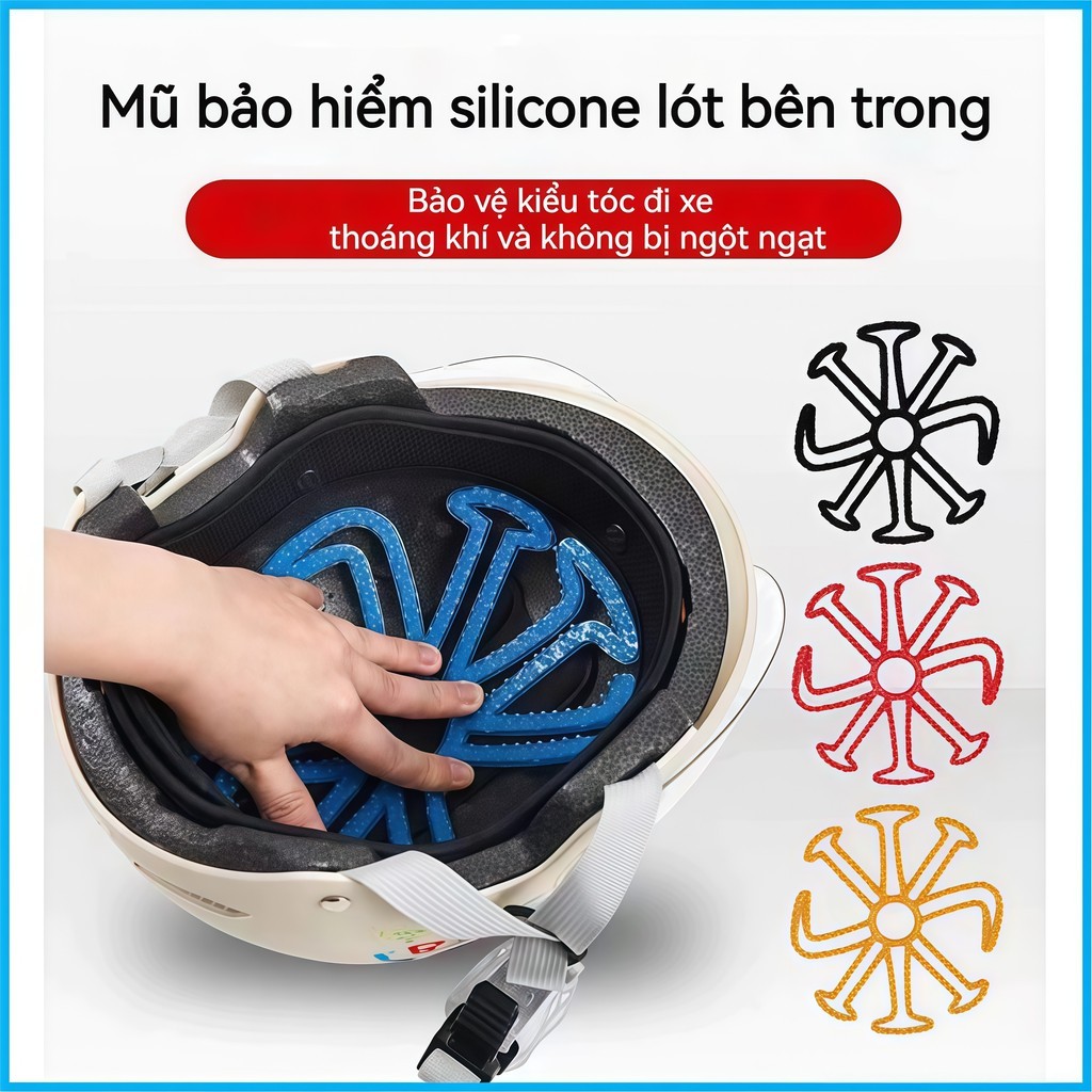 Lót mũ nón bảo hiểm Silicon Massage chống xẹp tóc, thông thoáng, chăm sóc bảo vệ da đầu - FE123