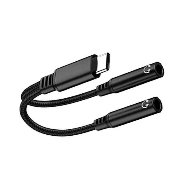 Type C To Double 3.5mm Female Adapter Cable for Laptop Earphones Adapter Cable