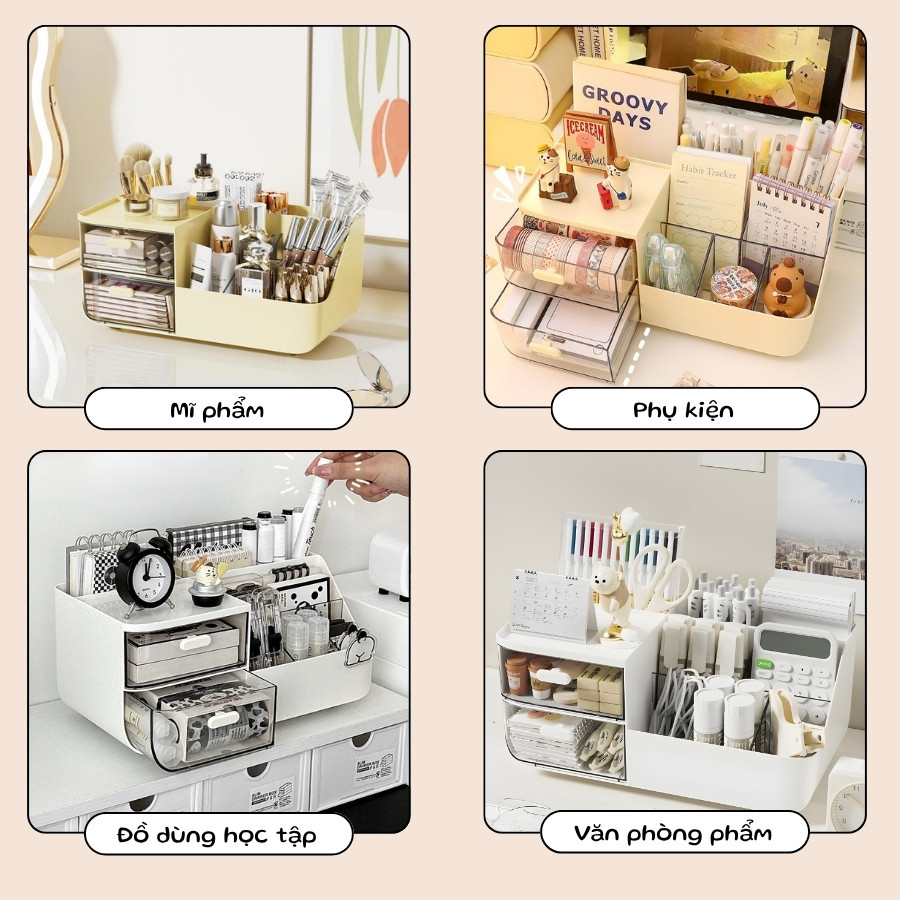 Khay Đựng Văn Phòng Phẩm Để Bàn ENODA HOME, Khay Đựng Bút Nhiều Ngăn Tích Hợp Hộp Ngăn Kéo Đựng Đồ Dùng Nhỏ P054