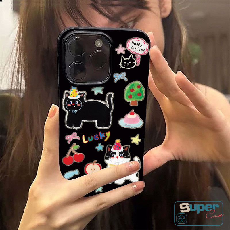Ốp Lưng Tương Thích Cho IPhone 17 15 13 11 16 14 12 Pro Max Air 17 13 12 16 15 14 Pro 6s 7 8 16 15 14 6 Plus XR XS Max SE 2020 Hoạt Hình Mèo Con Dễ Thương Thời Trang Denim Bìa mềm