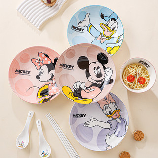 Bát đĩa gốm Mickey Disney Looney - Kích thước 20cm, hình tròn, thẩm mỹ cao, in underglaze, chịu nhiệt cao, dùng tại nhà