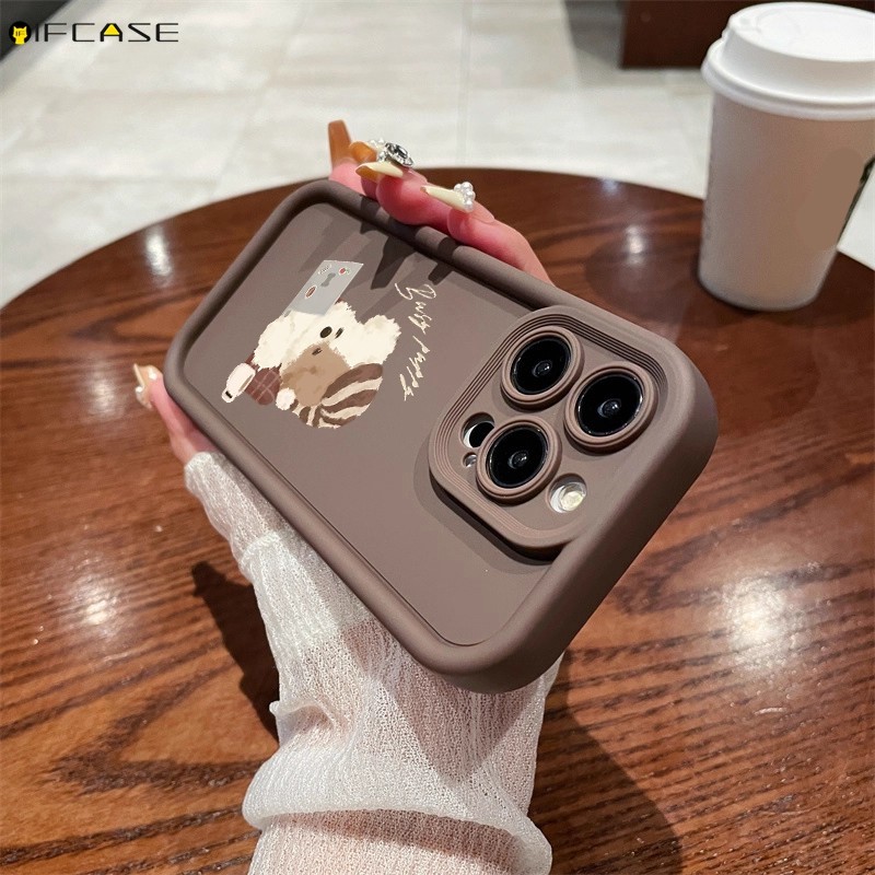 Dành Cho iPhone 14 Plus 13 12 Pro Max 13 12 Mini XS Max X XR 8 7 6 6S Plus SE 2020 Ốp Điện Thoại Mũ Dễ Thương Bận Rộn Làm Việc Chó Con Hoạt Hình Mờ Dày Chống Sốc Vỏ Mềm