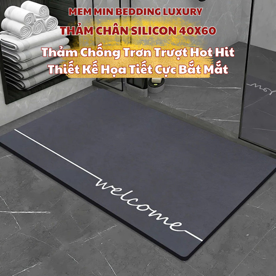 (Quà Tặng Bất Kỳ)Thảm Chùi Chân Silicon Memminbedding Luxury Siêu Thấm Nước, Mềm, Êm, Chống Trượt