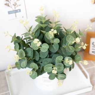 Nhân Tạo Bạch Đàn Lá Cây Giả Thẩm Mỹ Trang Trí Nhà Bắc Âu Trong Nhà Phòng Cưới DIY Cây Xanh Nhánh Lá Cảm Ứng Thật Nhựa Trang Trí Màn Hình Chống Đỡ Sắp Xếp Hoa
