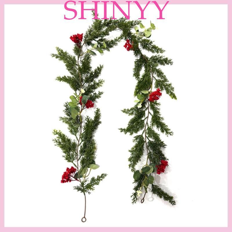 SHI Ngày lễ Greenery Vine Berries Pinecones Vòng hoa Cửa tường Trang trí lễ hội