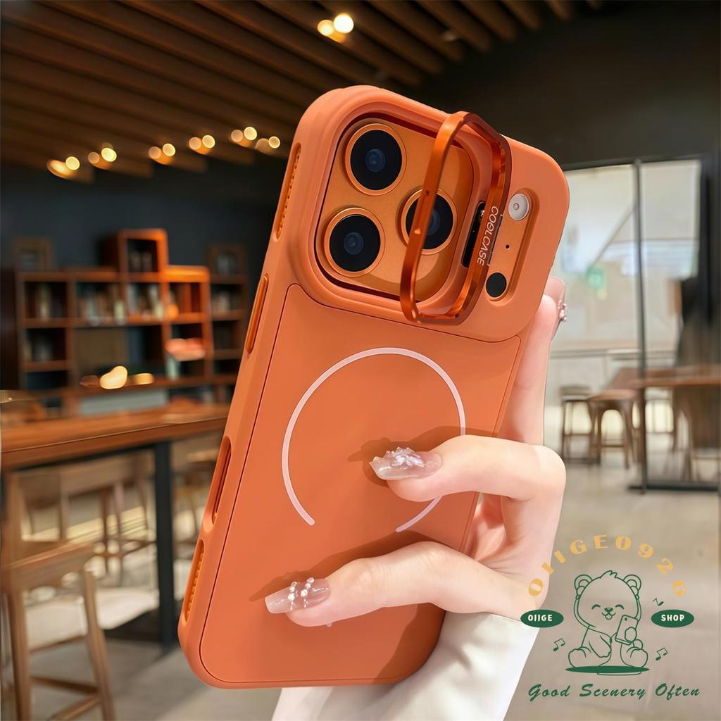 【 Ốp lưng iPhone17 】 Vỏ điện thoại dạng lỏng mờ màu cam từ tính iphone17 Pro Max 16 15 14 13 12 cho vỏ iPhone Vỏ mềm silicon TPU chống sốc