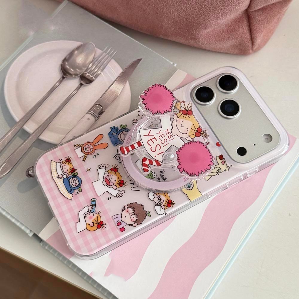 Ốp Lưng Cứng Tương Thích Với iPhone 13 14 14Pro 14ProMax 15 15Pro 15ProMax 16 16Pro 16ProMax 17 17Pro 17ProMax 17Air Vỏ Nam Châm Họa Tiết Coco Kẻ Sọc Màu Hồng