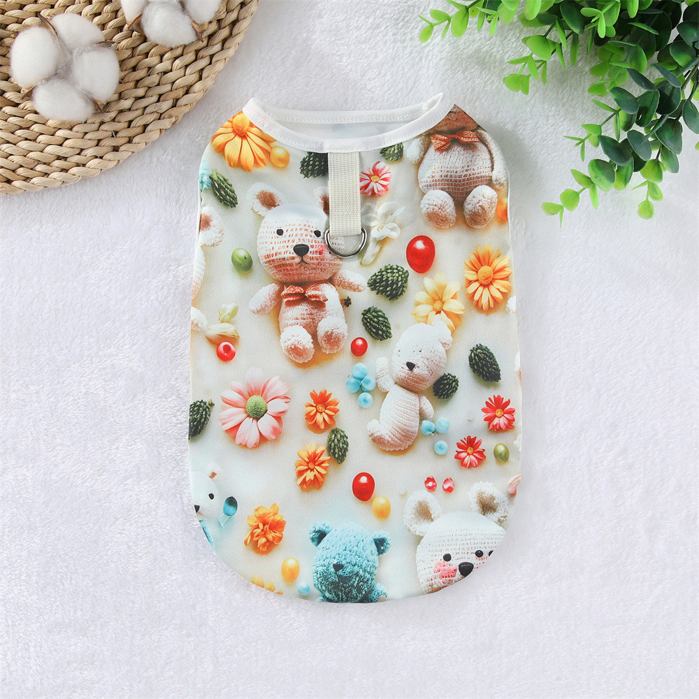 【Ready Stock】 Spring and Summer Pet Dog Cat Anti-Drop Woolen Vest 3D Printing Set Corgi Bichon Small and Medium Dogs Clothes agKQ
