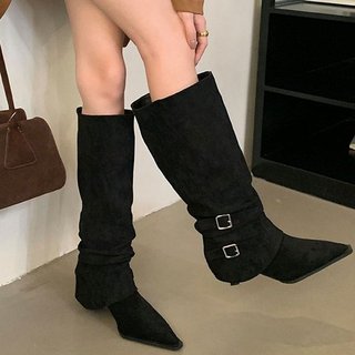Giày bốt nữ mũi nhọn Bàn đạp có thể tháo rời