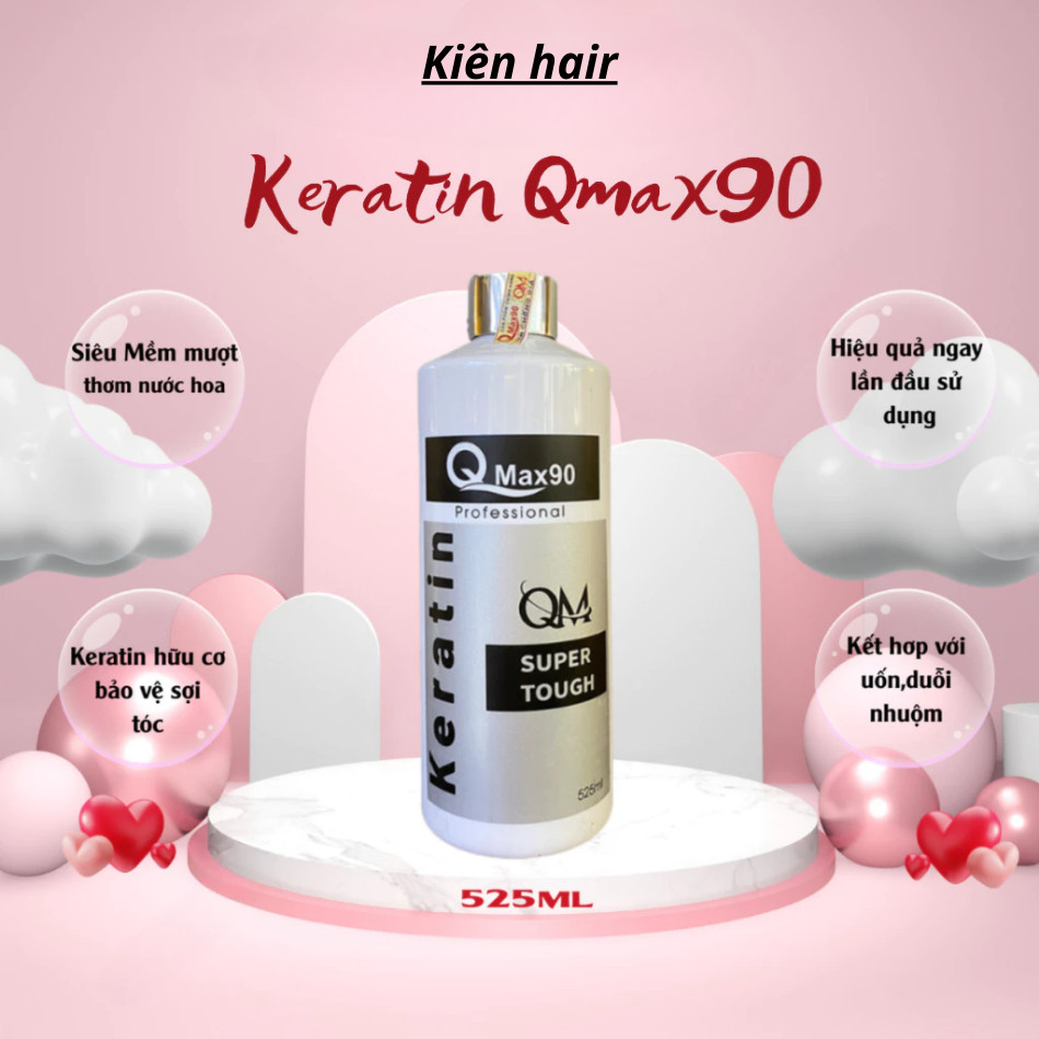 Keratin Qmax90, Keratin phục hồi tóc cháy, tóc nhũn, tóc bông xù, tóc hư tổn nặng chai 525ml | Trunghair