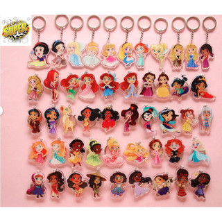 Móc khoá Keychains Disney Princesses Acrylic Charms Cute Gifts Heroines Ariel Rapunzel Belle Cinderella Snow White Anna