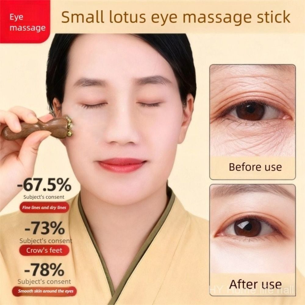 Con lăn mát xa mắt SAIA, Gậy Massage mặt Lotus Pod 5 răng, Gậy cạo mắt bằng gỗ Mini để giảm mệt mỏi cho da mặt