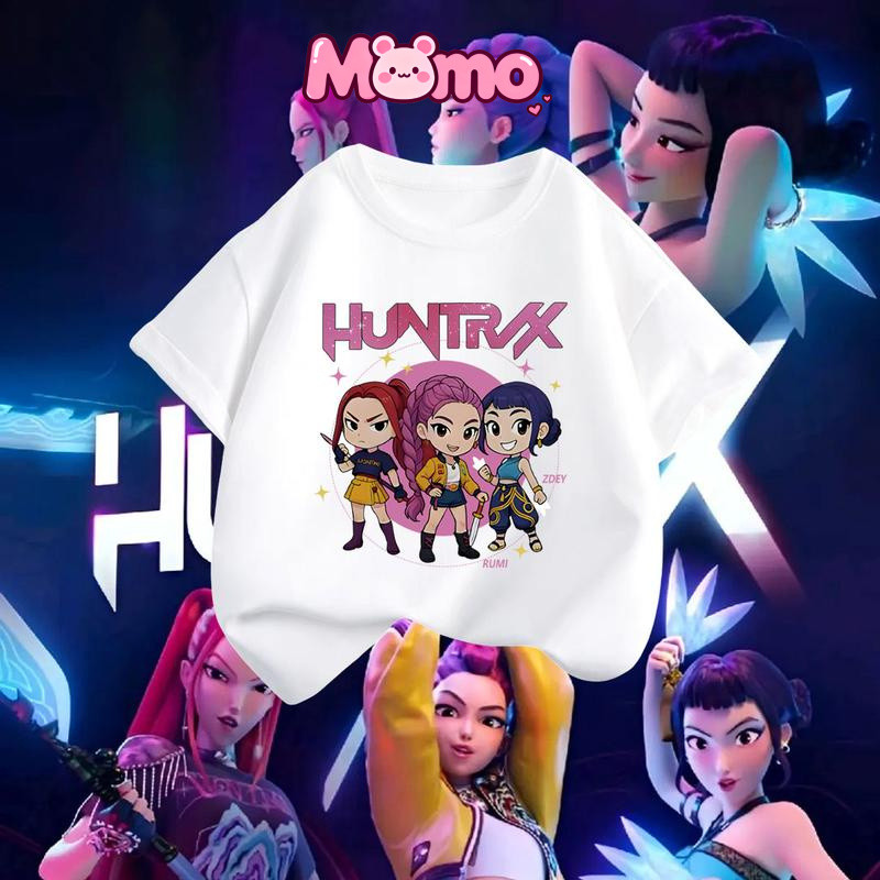 Phong Cách Mùa Hè Mới KPop Demon Hunters In Đa Năng Phong Cách Hiện Đại Thoáng Khí Cổ Tròn Tay Ngắn Áo Thun Top